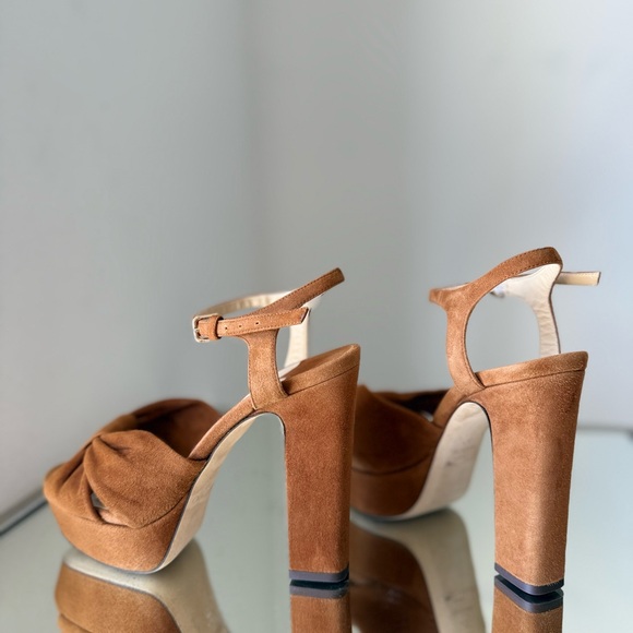 Like new JIMMY CHOO Heloise 120 knotted suede platform sandals 37 $950 - Picture 11 of 14